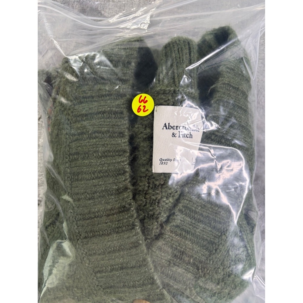 Abercrombie & Fitch Cable Knit Cardigan Sweater Womens M Olive Green V-Neck - Picture 6 of 6